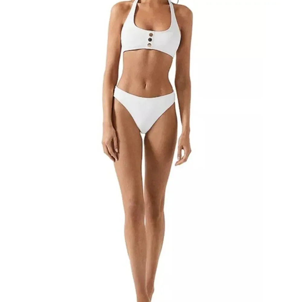 REISS Iris Bathing Suit Top Size 8 NEW Bikini Swim Swimwear White $90
